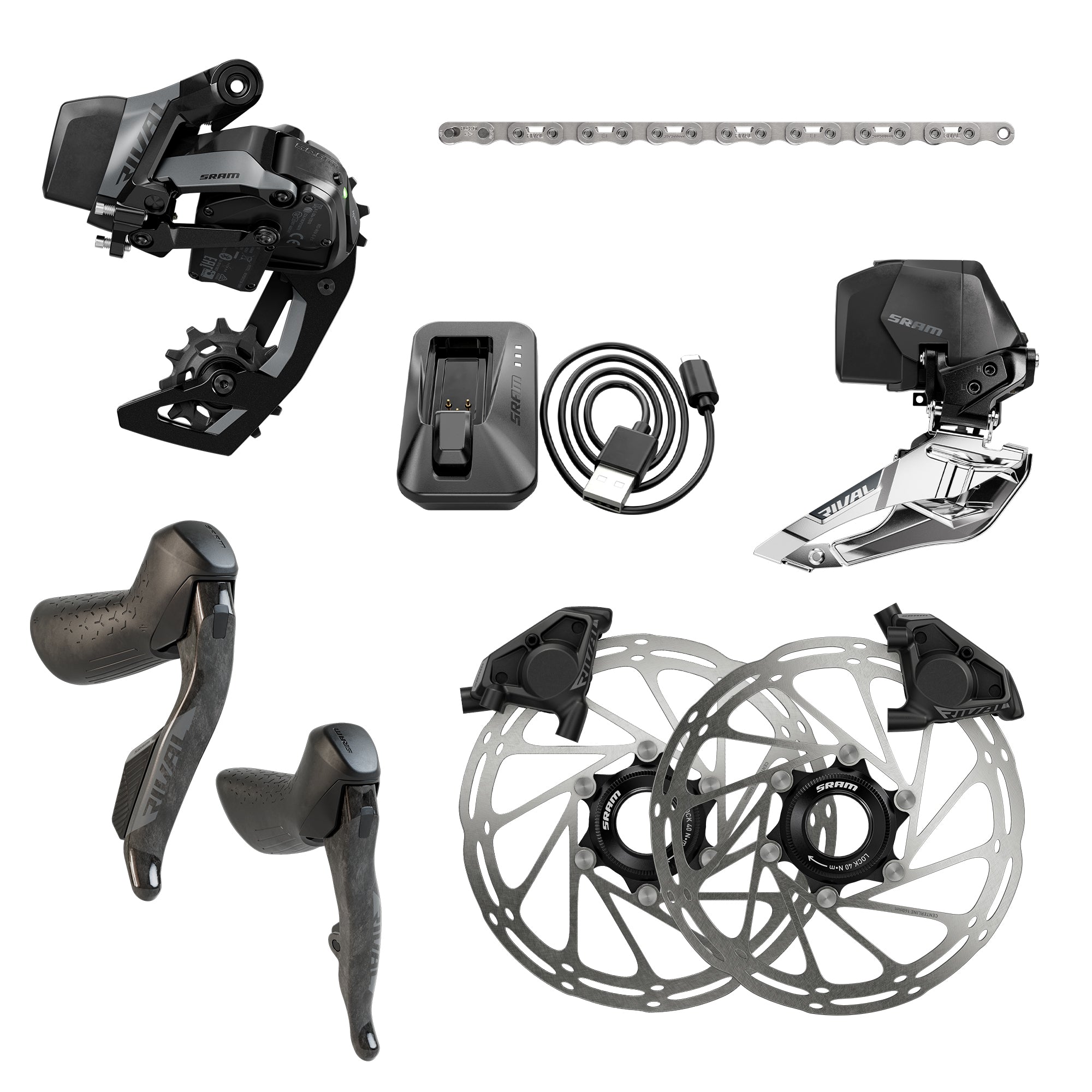 New SRAM Rival AXS E1 セット SRAM Rival E1 AXS Hydraulic Shift-Brake Levers with Calipers