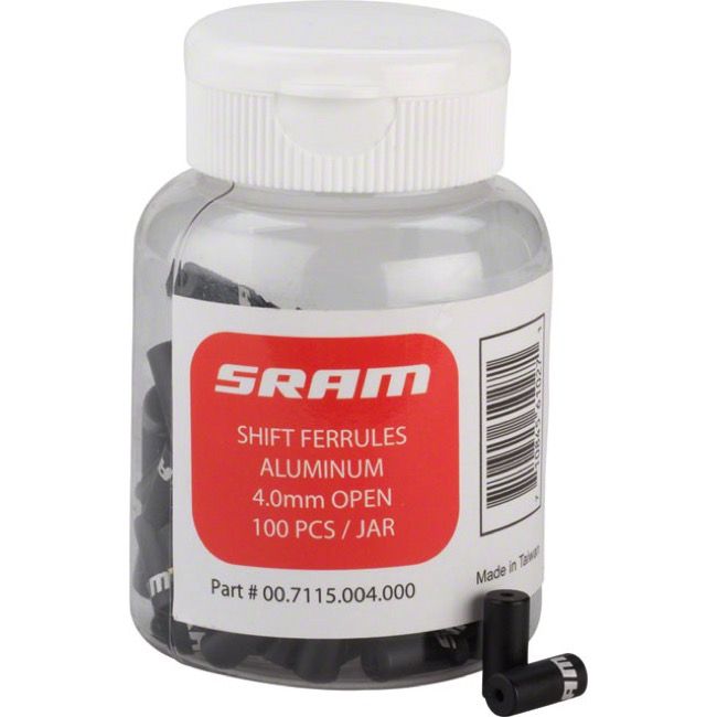 SRAM SHIFT FERRULES 4.0MM ALUMINUM BLACK 100PCS (1 JAR)